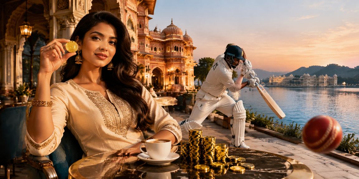 Indian cricket betting scene with vibrantly dressed player